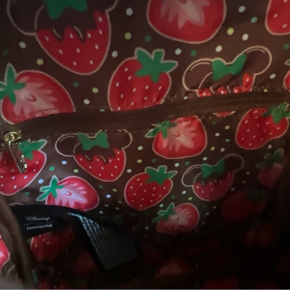 Loungefly Disney Minnie Mouse Chocolate Dipped Strawberry Backpack Ears Set NWT - Picture 14 of 16